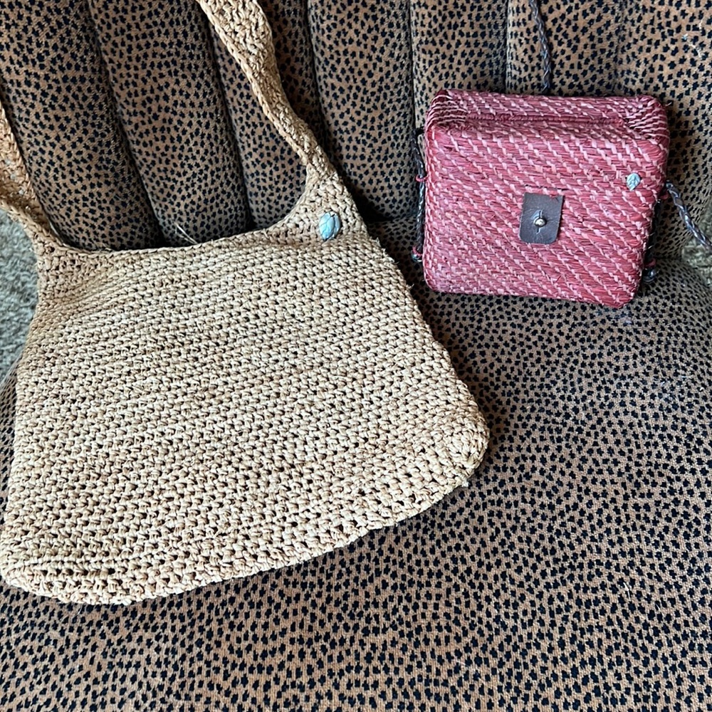 Two Helen Kaminski Raffia Cross Body Bags